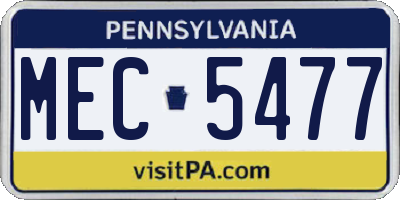 PA license plate MEC5477