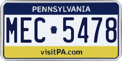 PA license plate MEC5478