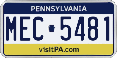 PA license plate MEC5481