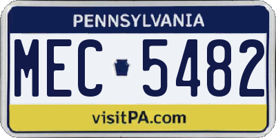 PA license plate MEC5482