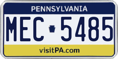 PA license plate MEC5485