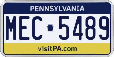 PA license plate MEC5489