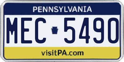 PA license plate MEC5490