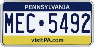 PA license plate MEC5492