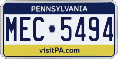 PA license plate MEC5494