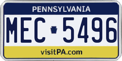 PA license plate MEC5496