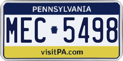 PA license plate MEC5498