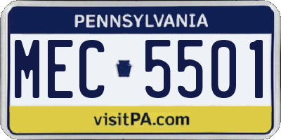 PA license plate MEC5501