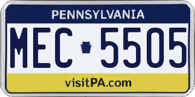 PA license plate MEC5505