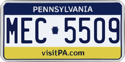 PA license plate MEC5509