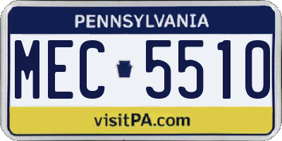 PA license plate MEC5510