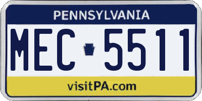 PA license plate MEC5511