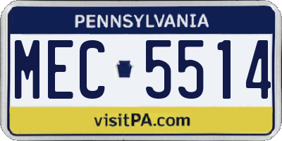 PA license plate MEC5514