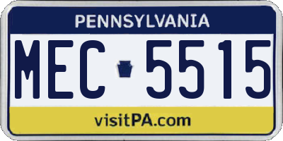 PA license plate MEC5515