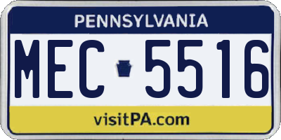 PA license plate MEC5516
