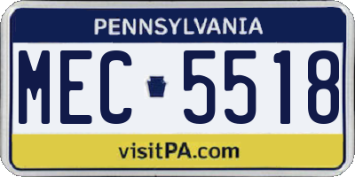 PA license plate MEC5518
