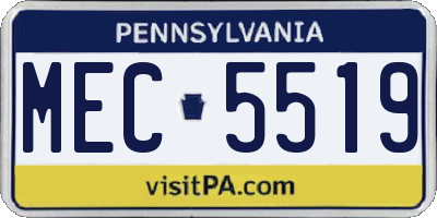 PA license plate MEC5519