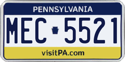 PA license plate MEC5521