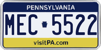 PA license plate MEC5522