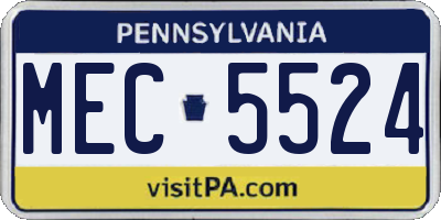 PA license plate MEC5524