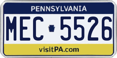 PA license plate MEC5526