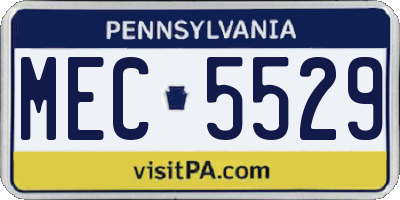 PA license plate MEC5529