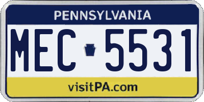 PA license plate MEC5531