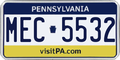 PA license plate MEC5532