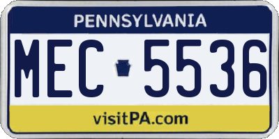 PA license plate MEC5536