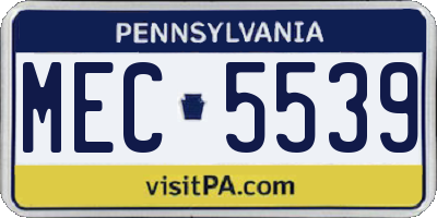 PA license plate MEC5539