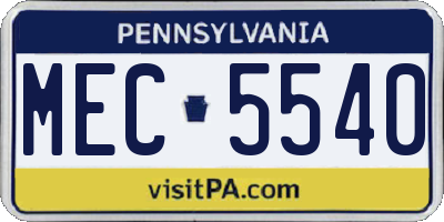 PA license plate MEC5540