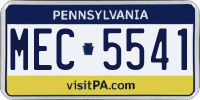 PA license plate MEC5541