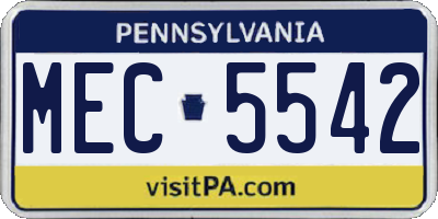 PA license plate MEC5542