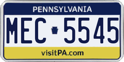 PA license plate MEC5545