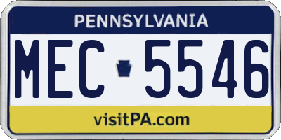 PA license plate MEC5546