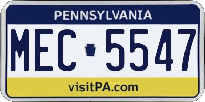 PA license plate MEC5547