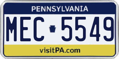 PA license plate MEC5549
