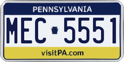 PA license plate MEC5551