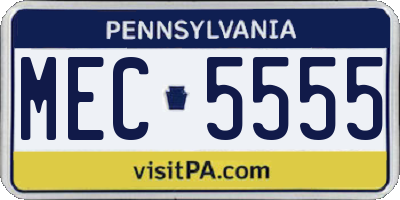 PA license plate MEC5555