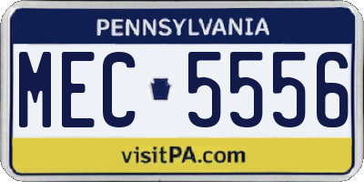 PA license plate MEC5556