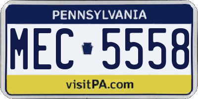 PA license plate MEC5558