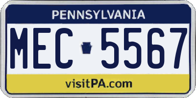 PA license plate MEC5567