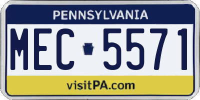 PA license plate MEC5571