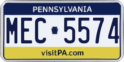 PA license plate MEC5574