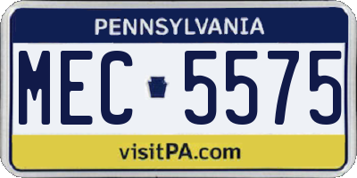 PA license plate MEC5575