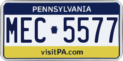PA license plate MEC5577