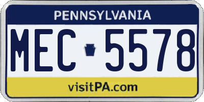 PA license plate MEC5578