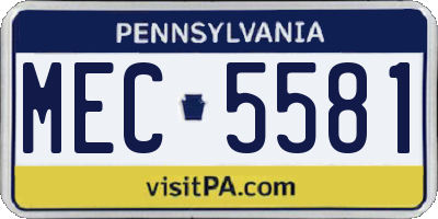 PA license plate MEC5581