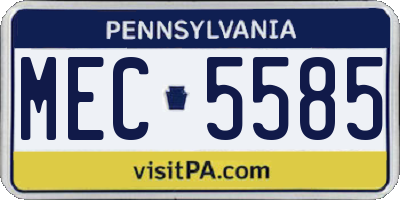 PA license plate MEC5585