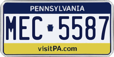 PA license plate MEC5587